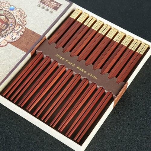Red wood chopsticks, high-grade gift chopsticks. No paint, prevent mildew, 10 pairs