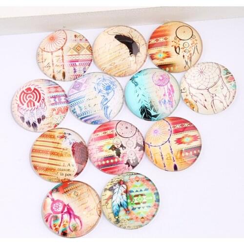 Reidgaller mix Round dome Dream catcher photo glass cabochons 12mm 20mm 25mm diy flat back handmade jewelry findings