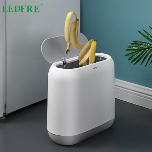 LEDFRE Bedroom Household Plastic Sorting Trash Can Kitchen Bathroom Crevice with Lid Office Deodorant Large Trash Can LF83001B