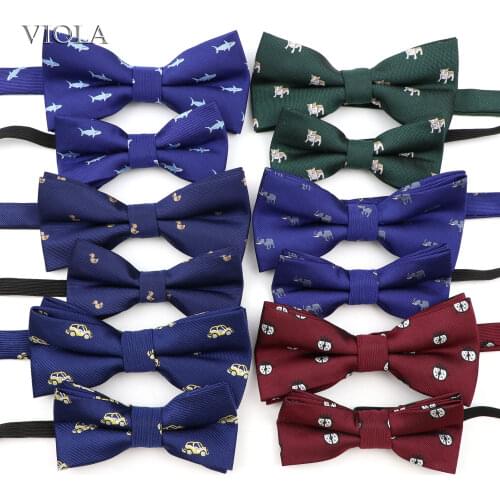 Cute Cartoon Animal Father Son Bowtie Set Dogs Dinosaurs Car Polyester Kids Men Party Daily Butterfly Tie Cravat Gift Accessory