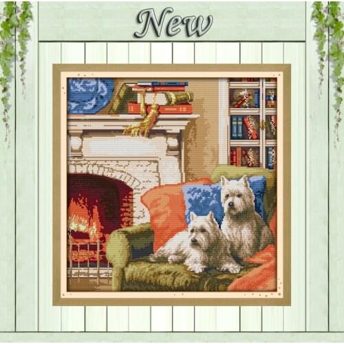 A warm family pet dog crafts painting counted print on canvas DMC 14CT 11CT Cross Stitch chinese Needlework kits Embroidery Sets