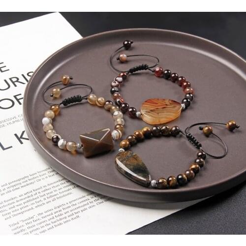 Natural Stone Tiger Eye Bracelets for Women Men Black Coffee Reiki Healing Agates Charms Bracelets Wholesale Dropshipping femme