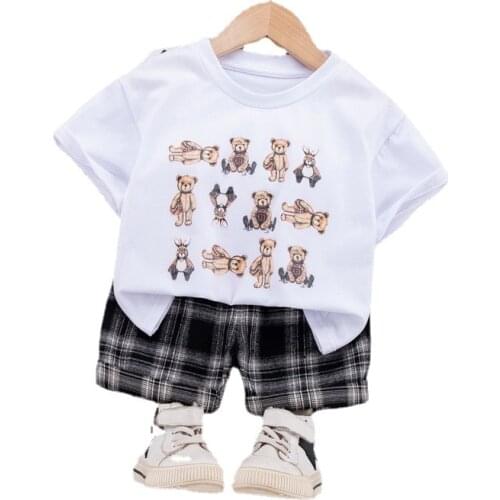 New Summer Children Cartoon Clothing Baby Boy Girls Casual T Shirt Shorts 2Pcs/sets Kids Infant Clothes Toddler Sports Tracksuit