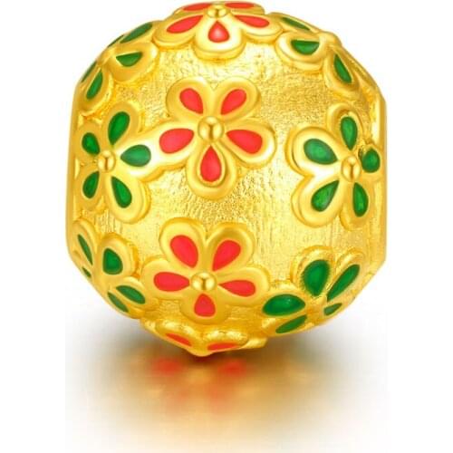 New Pure 24K Yellow Gold Bracelet Women 999 Gold 11MM Ball Bracelet