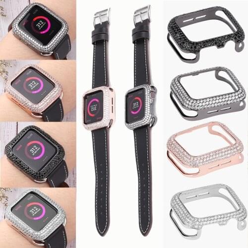 New Luxury Diamond Watch Case Protective Cover for Apple Watch 44mm 40mm 42mm 38mm for iWatch Series 6 5 4 3 2 1 SE Bling Shell