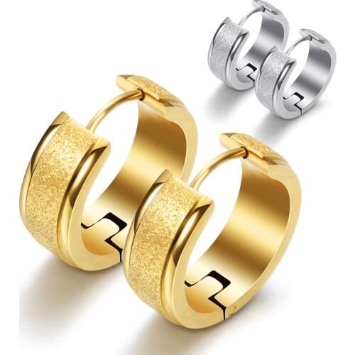 Surface Frosted Earring Wide Gold-Color Engagement Earring Women Jewelry Valentines Day Gift