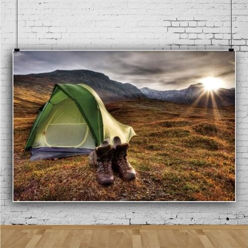 Outdoor Camping Tent In The Morning Portrait Photography Backdrop Decor For Photo Background Studio Photocall Props