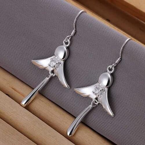 Hot Sale!!Free Shipping jewelry silver plated Earring,Fashion Silver plated Jewelry Inlaid Kite Earrings SMTE198