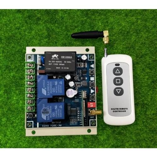 30A relay AC 220V 380V 2 CH RF Wireless Remote Control Switch Rolling doors/ garage doors/Electric curtains