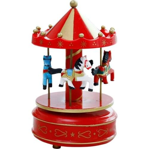Romantic Carousel Horse Music Box Toy Artistic Wooden Carousel Music Boxes E2S