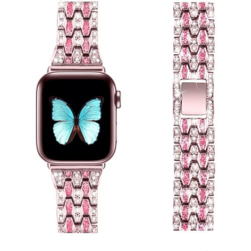 Luxury High Quality Diamond Strap for Apple Watch SE Band Series 6 5 4 3 Exquisite Stainless Steel Strap 40mm 44mm 38mm 42mm