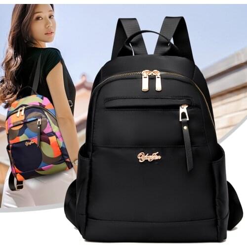 Black Women Backpack Ladies Oxford Bagpack Simple Female Rucksack Fashion Canvas Backpacks Large Capacity Waterproof Mochila Bag