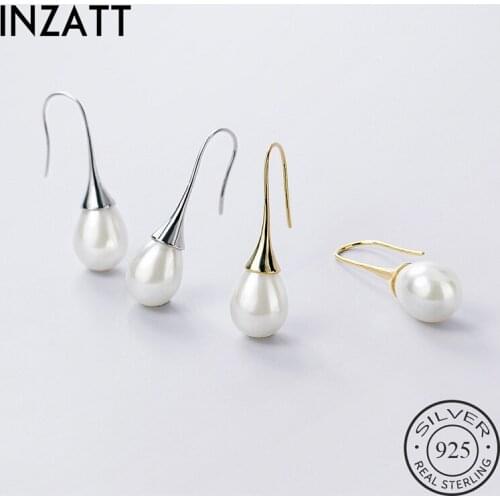 INZATT Real 925 Sterling Silver Pearl Zircon Heart Cherry Star Stud Earrings For Women Fine Jewelry Cute Bowknot Accessories