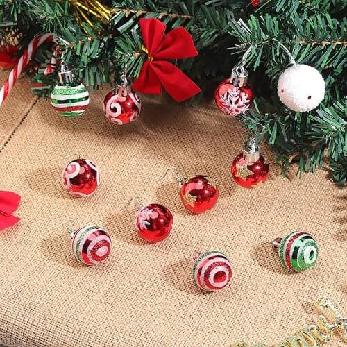 Christmas Circle Round Pendant Earring Piercing Ear Hook Earring Jewelry For Women Girl Christmas Dressing Pendant Hook Earrings
