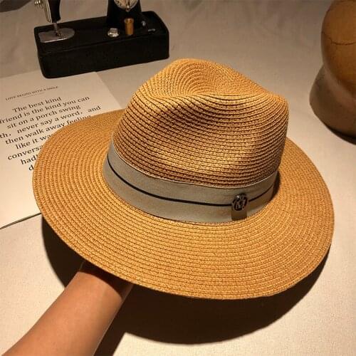 Outdoor Travel Beach Sun Hat Man Wide Brim Ribbon Sun Hat Travel Sun Block Straw Hat Sir Hat Man