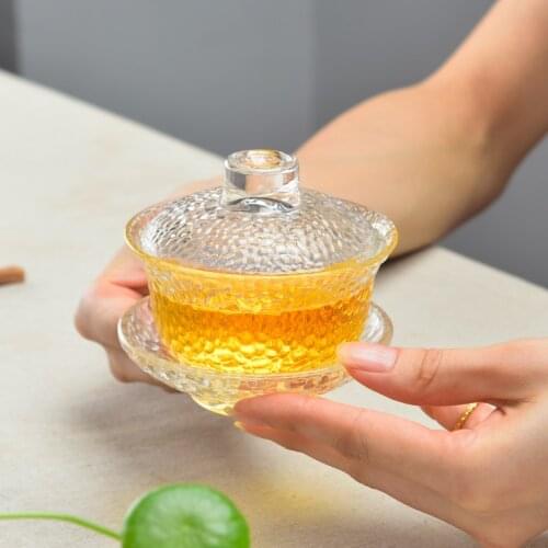 150cc Creative Heat-resistant Transparent Glass Gaiwan Office Kung Fu Tea Set Drinkware Teapot Gift Master Tea Bowls Sent Friend