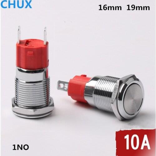 Waterproof Metal Push-button Switch 16mm 19mm Self-locking Momentary with Flat head High head 2 pins Led Switch Light