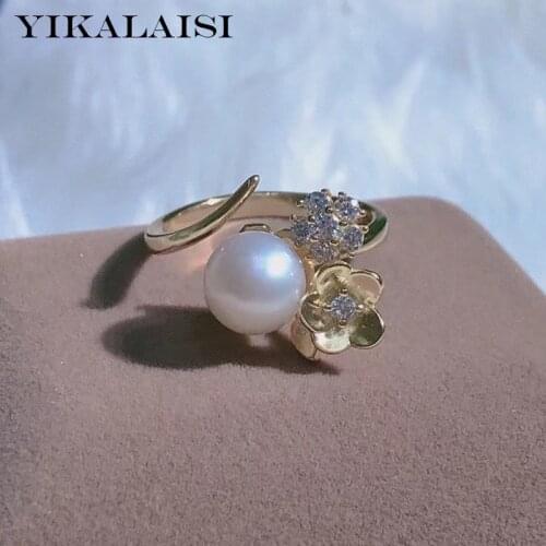 YIKALAISI 925 Sterling Silver Rings Jewelry For Women 8-9mm Oblate Natural Freshwater Pearl Rings 2021 Fine New Wholesales