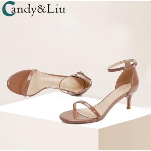 Temperament Brown Sandals Female 2021 Summer New Word Buckle Sexy Skirt with Fine Heels and High Heels Female