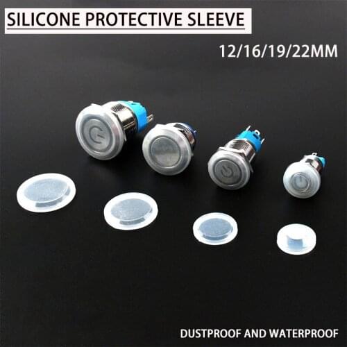 10 pcs-12/16/19/22/25mm Metal Button Switch Waterproof Cap Silicone Holster Protective Cover Dust Protective Cover