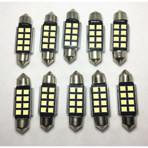 10pcs 31mm 36mm 39mm 41mm Festoon CANbus C5W led ERROR FREE 5630 5730 8 LED smd interior reading white ice blue bulbs dome lamps
