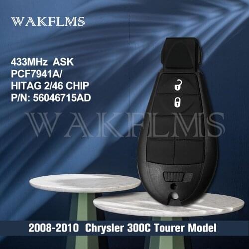2 Buttons Without Panic 433MHz PCF7941A ID46 Fobik Remote Car Key Fob For Chrysler 300C Tourer Model 2008 2009 2010 56046715AD