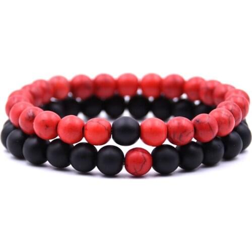 2Pcs/Set Couples Distance Bracelet Classic Natural Stone White and Black Yin Yang Beaded Bracelets for Men Women Best Friend Hot