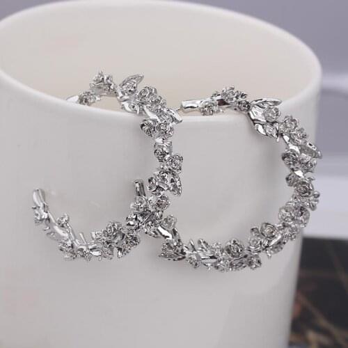 2021 New Trend European And American Style C-Shaped Earrings Fashion Temperament Flower Earrings Wild Temperament Pendientes