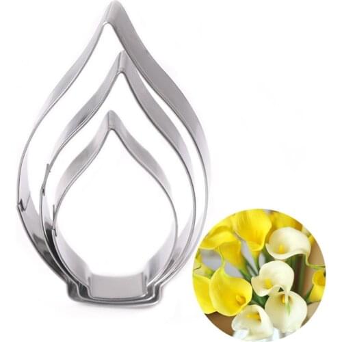 3pcs/set Calla Lily Cookie Cutter 3D Sugarcraft Fondant Cake Pastry Biscuit Baking Mold DIY Cake Decorating Tools