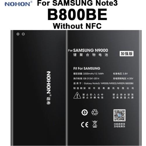 Nohon 3200mAh Battery For Galaxy Note 3 III Note3 N9000 N9006 N9005 N9009 N9008 N9002 B800BE No NFC For Galaxy Note 3 Batteries