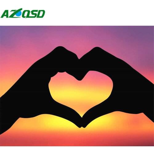 AZQSD Diamond Painting Heart Full Square Embroidery Landsacpe Cross Stitch 5d Diy Rhinestones Gift Home Decor Art Crafts