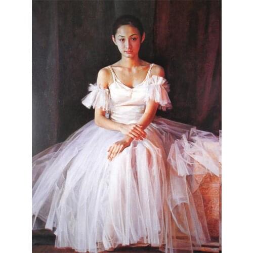 Free shipping white dress Ballet painting printed oil painting WK-- (432)