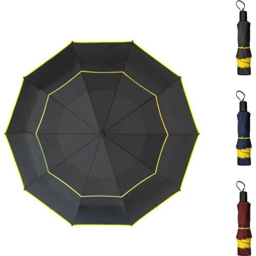 Big Windproof 125cm Umbrella Rain Women Double Layer 3Folding Quality Strong Umbrella Portable Travel Golf Men Umbrella