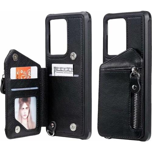 Zipper Wallet Purse Pocket Case For Samsung S20 Ultra S10 S8 S9 Plus PU Leather Back Cover For Samsung Note 10 + 9 8 Phone Cases