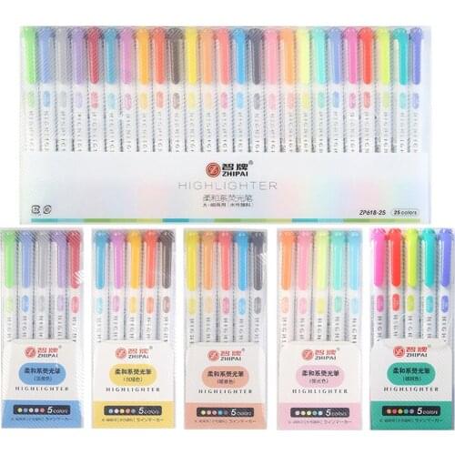 Double Ended Highlighter 25 Color Pens Dual Tip Set Art Markers with Fine Bullet & Chisel Point Tips for Planners Journals Draw