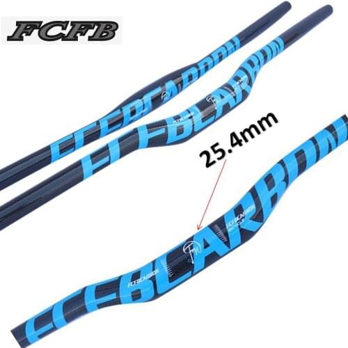 FCFB blue MTB Bike Handlebar Carbon Bicycle handle Riser Straight/Flat Handlebars 25.4*380/400/420/440/460/480/500/520-700mm