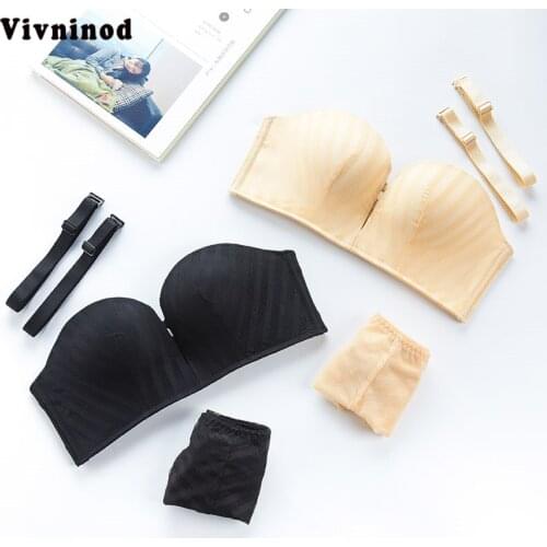 New Sexy Half Cup Seamless Women Bra Set Satin Solid Underwear Women Lingerie Set Comfortable A B Cup Bralette Invisible Bra Set