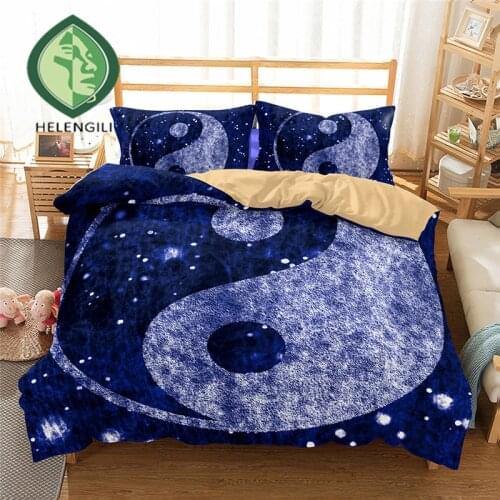 HELENGILI 3D Bedding Set Yin Yang Print Duvet cover set lifelike bedclothes with pillowcase bed set home Textiles #2-11