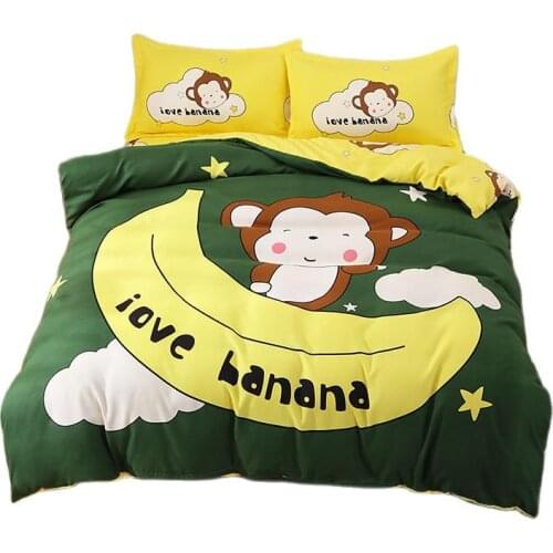 Banana Bedding Set Cartoon Printed Duvet Cover Set Bedclothes for Kids