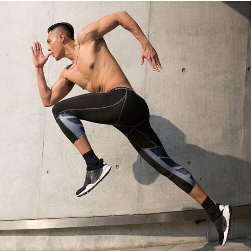 Compression 3/4 Pants Mens Leggings Tights Men Fitness Sports Leggings Man Running Pants Compression Men Pants
