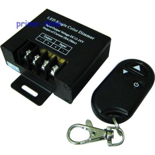 DC12-24V 20A LED Single Color LED Dimmer Controller with RF Remote for Single Color LED Strip Light Brightness Adjustable