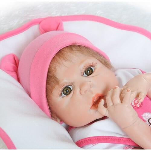 New 23" full body silicone reborn dolls girl fashion dolls gift bathe toys realista bebe alive boneca reborn
