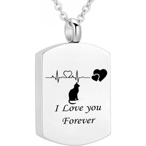 Stainless Steel Square Necklace Memorial Jewelry Cremation Urn Ashes Pet cat Pendant Unisex Keepsake Memorial Pendant
