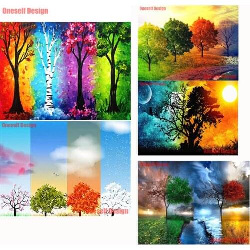 Top popular new style rhinestone pictures Four Seasons Tree diy diamond painting full set Four Seasons Tree diamond mosaic sale
