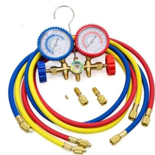 R410A Manifold Gauge Car Air Conditioning Refrigeration With 800-4000PSI 1.3M hose Copper 2 Valve Refrigerant Meters CT536 AD87