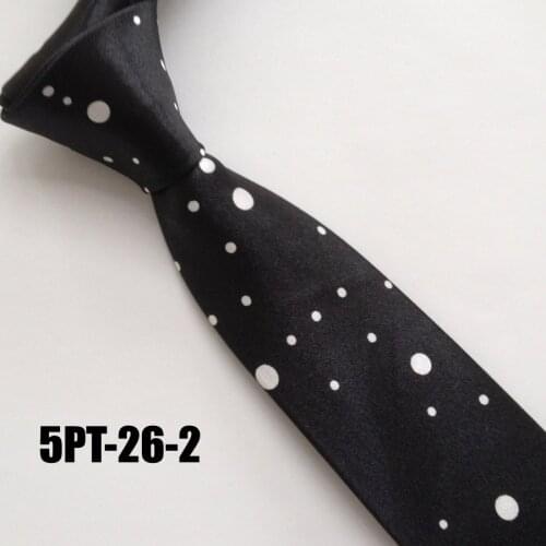 Faashion 5cm Young Men Narrow Tie Fashion Popular Satin Necktie White Dots