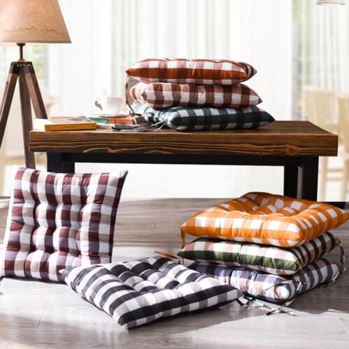 Plaid Design Soft Warm Cotton Chair Seat Protector Cushion Pad Office Bar Sofa Pillow Home Decor Durable Chair Seat