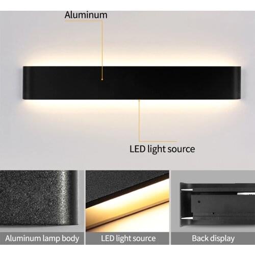 Led Wall Lamp Minimalist Indoor Light Sconce Stair Light 5W 14W 20W 24W Bedroom livingroom corridor Lighting black white
