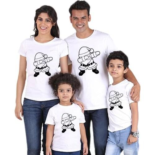 Family Matching Outfits Mommy Daddy Kid Son Baby T-Shirt 1PCS Christmas Family Matching Clothes Santa Claus Print Family T-shirt