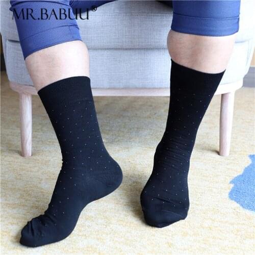 4Pair/lot High quality mens mercerized cotton star-dotted formal wear medium short tube business gentlemans formal leather